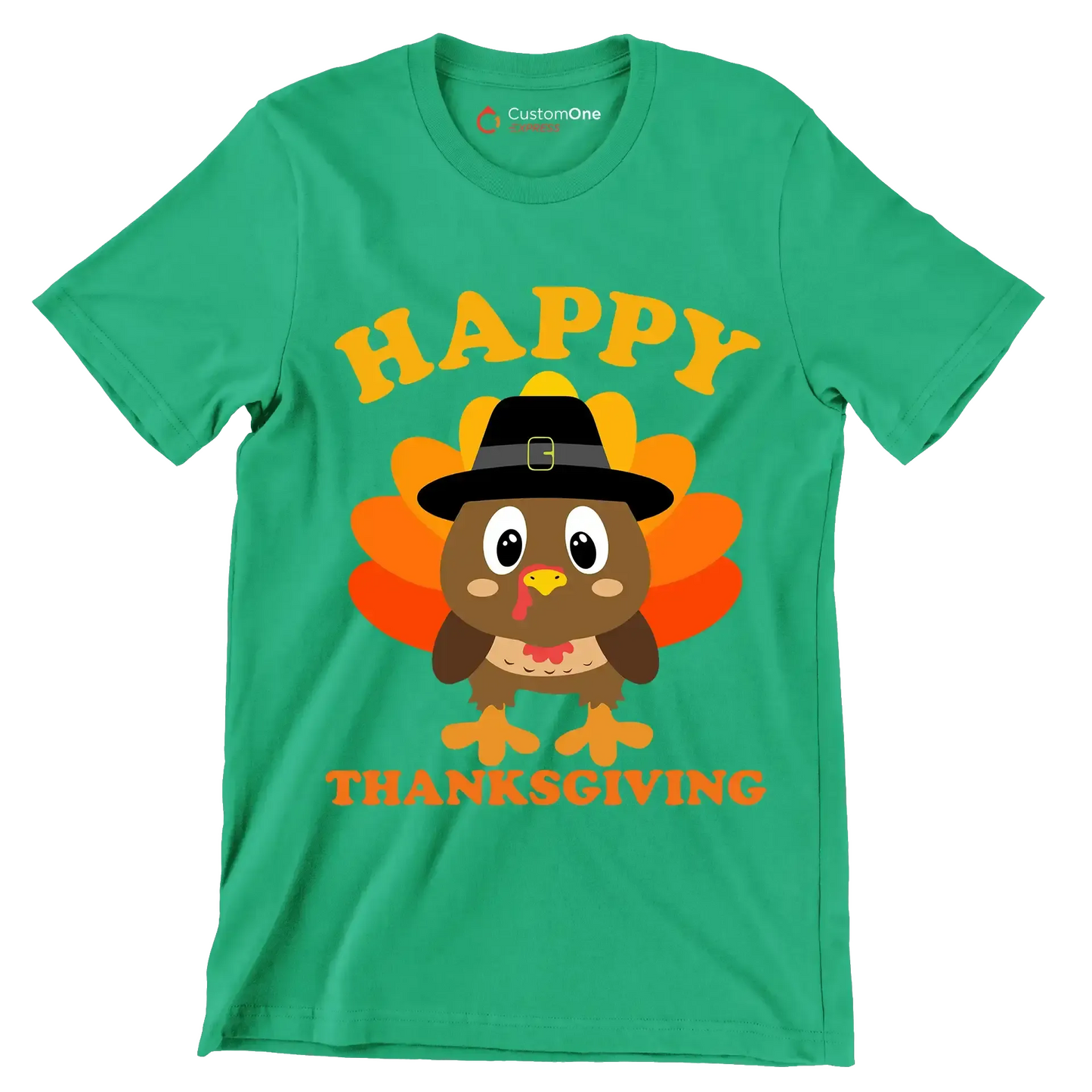 Happy thanksgiving - Thanksgiving Themed T-Shirt-Green-S-Custom One Express