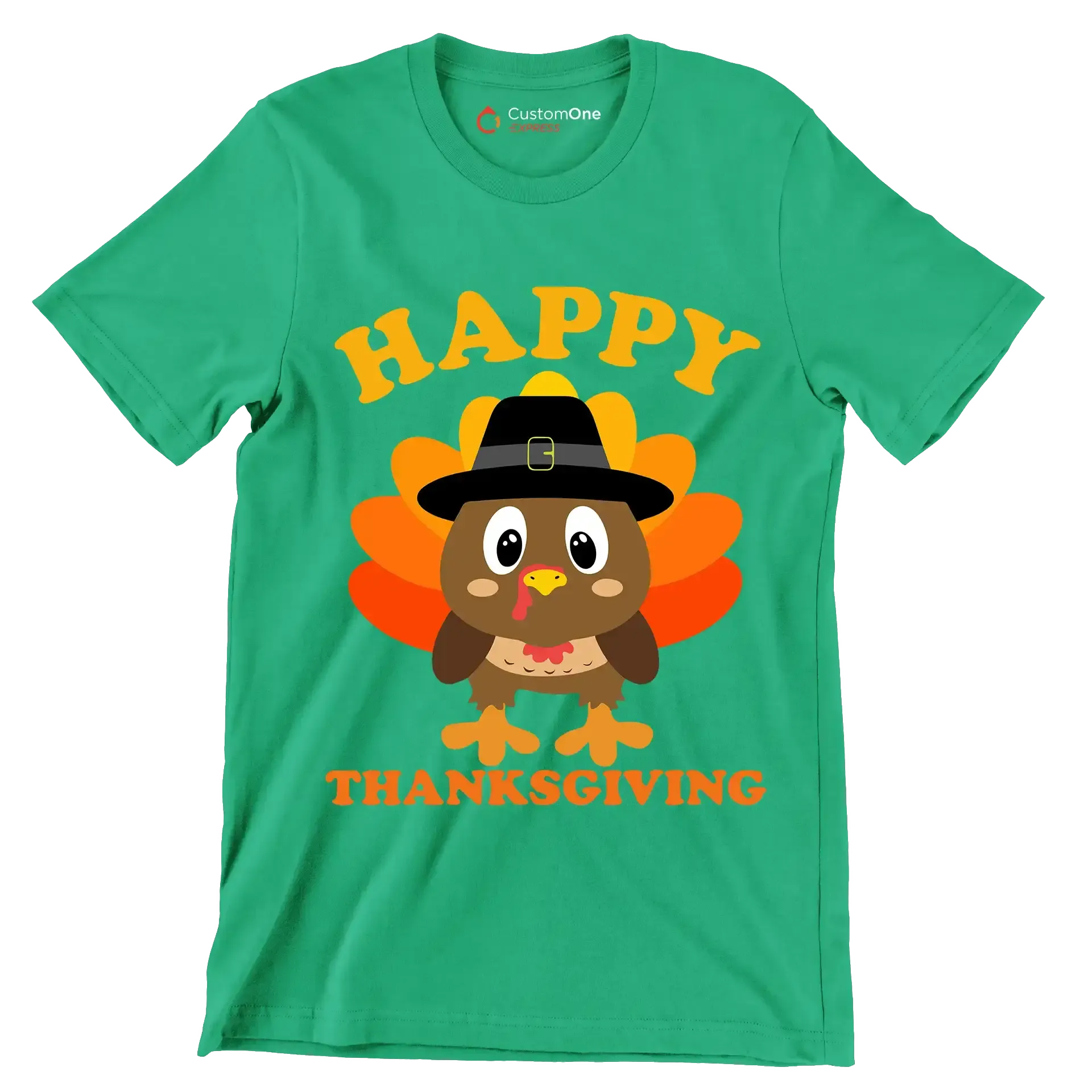 Happy thanksgiving - Thanksgiving Themed T-Shirt-Green-S-Custom One Express