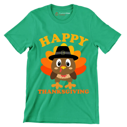 Happy thanksgiving - Thanksgiving Themed T-Shirt-Green-S-Custom One Express
