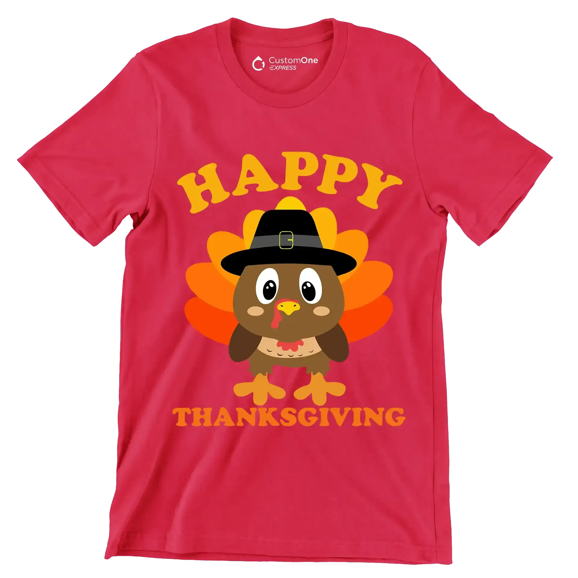 Happy thanksgiving - Thanksgiving Themed T-Shirt-Red-S-Custom One Express
