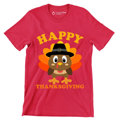 Happy thanksgiving - Thanksgiving Themed T-Shirt-Red-S-Custom One Express