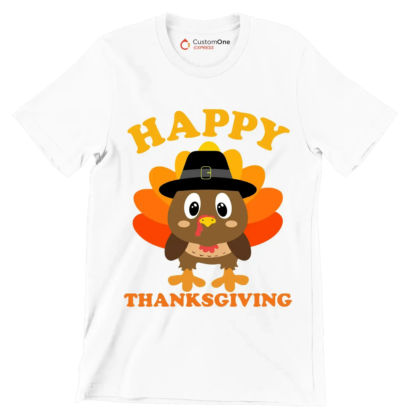 Happy thanksgiving - Thanksgiving Themed T-Shirt-White-S-Custom One Express