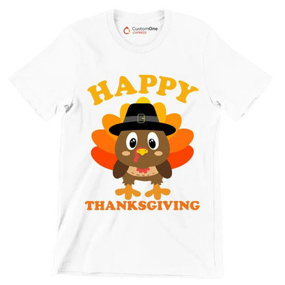 Happy thanksgiving - Thanksgiving Themed T-Shirt-White-S-Custom One Express
