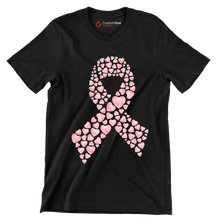 Heart Ribbon - Breast Cancer Awareness T-Shirt-Black-S-Custom One Express