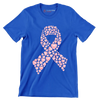 Heart Ribbon - Breast Cancer Awareness T-Shirt-Blue-S-Custom One Express