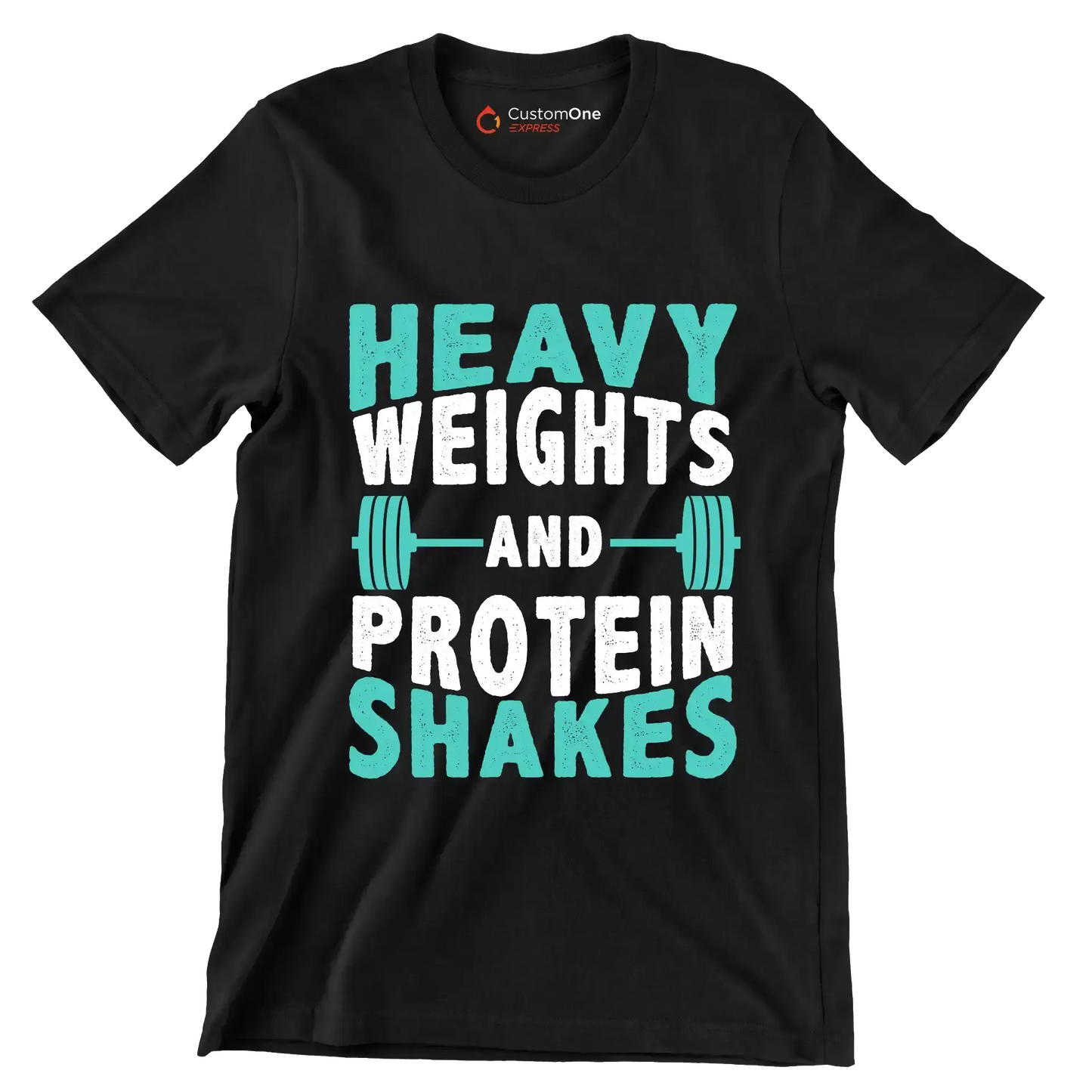 Heavy Weights and Protein Shakes - Gym Themed T-Shirt-Black-S-Custom One Express