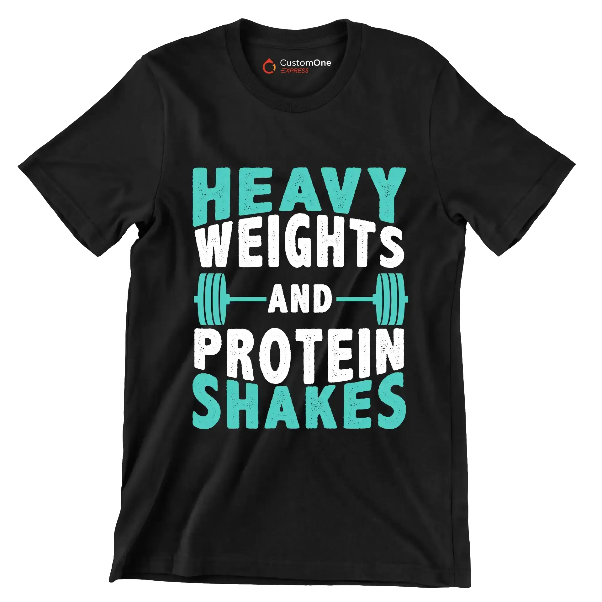 Heavy Weights and Protein Shakes - Gym Themed T-Shirt-Black-S-Custom One Express