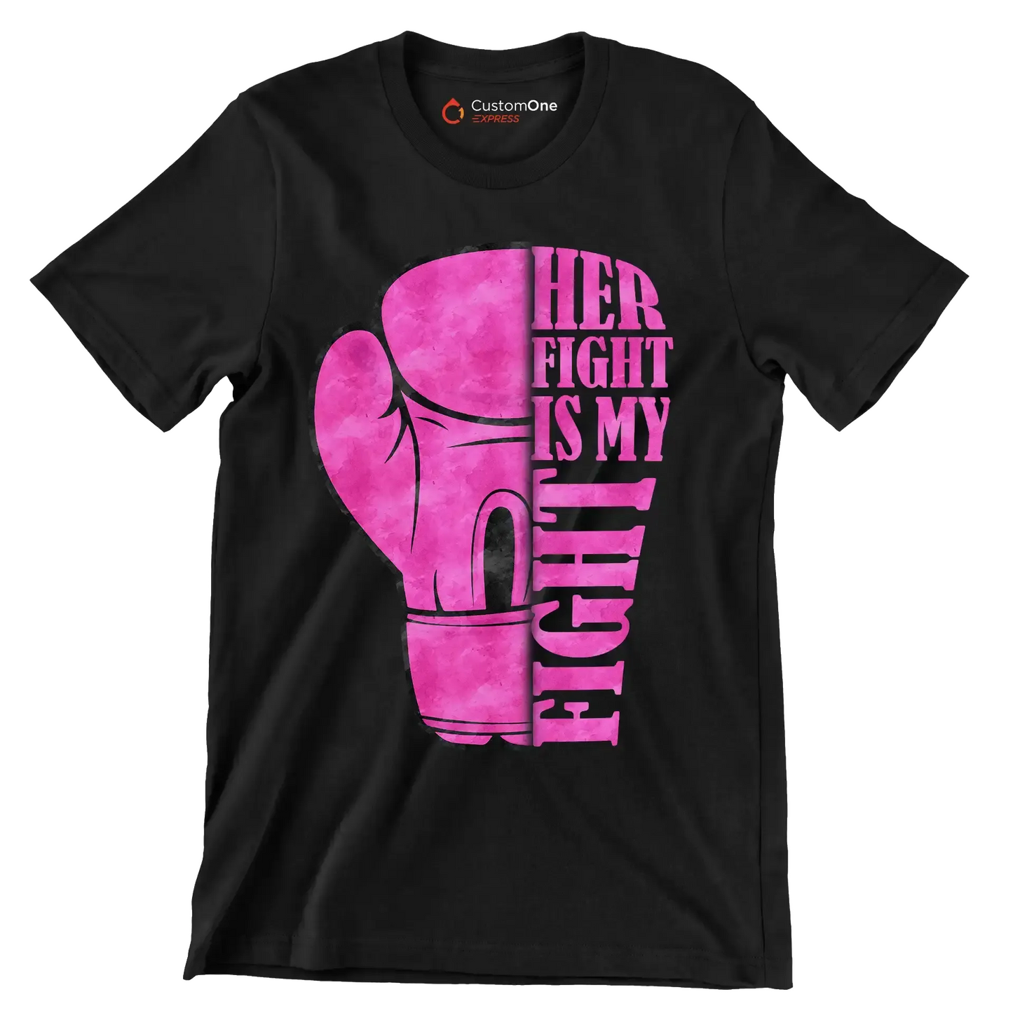Her Fight Is My Fight - Breast Cancer Awareness T-Shirt-Black-S-Custom One Express
