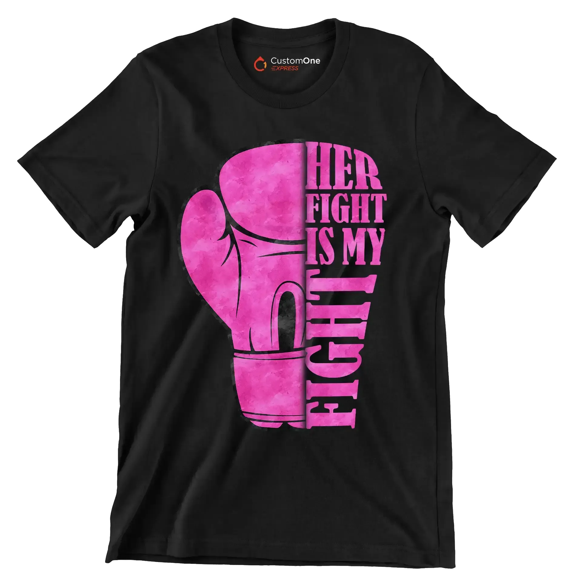 Her Fight Is My Fight - Breast Cancer Awareness T-Shirt-Black-S-Custom One Express