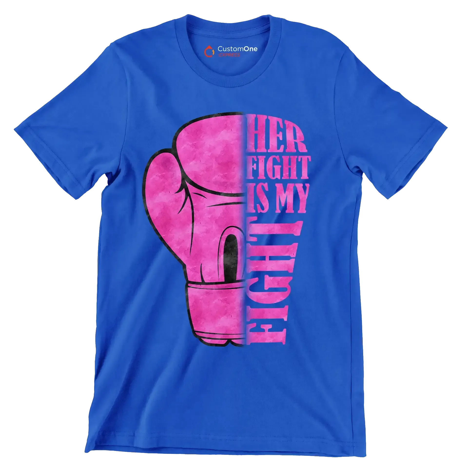 Her Fight Is My Fight - Breast Cancer Awareness T-Shirt-Blue-S-Custom One Express