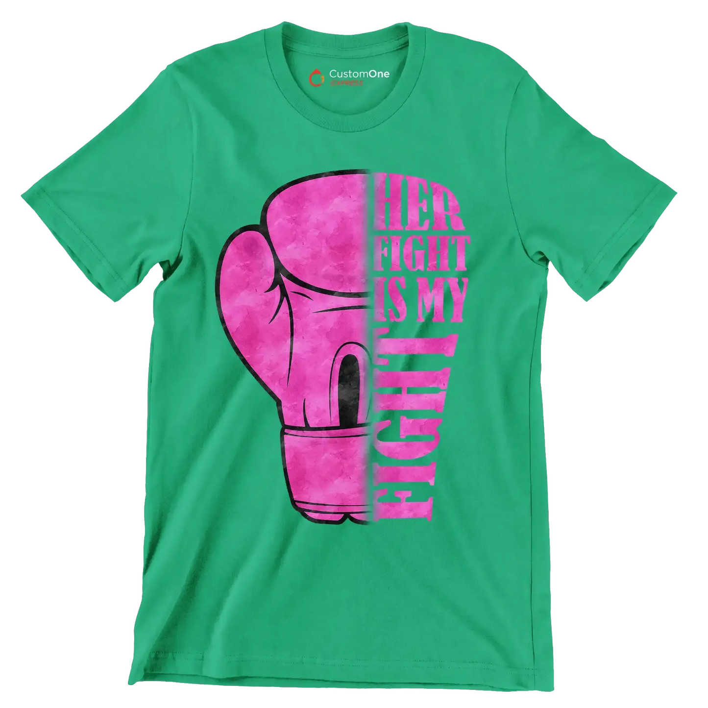 Her Fight Is My Fight - Breast Cancer Awareness T-Shirt-Green-S-Custom One Express