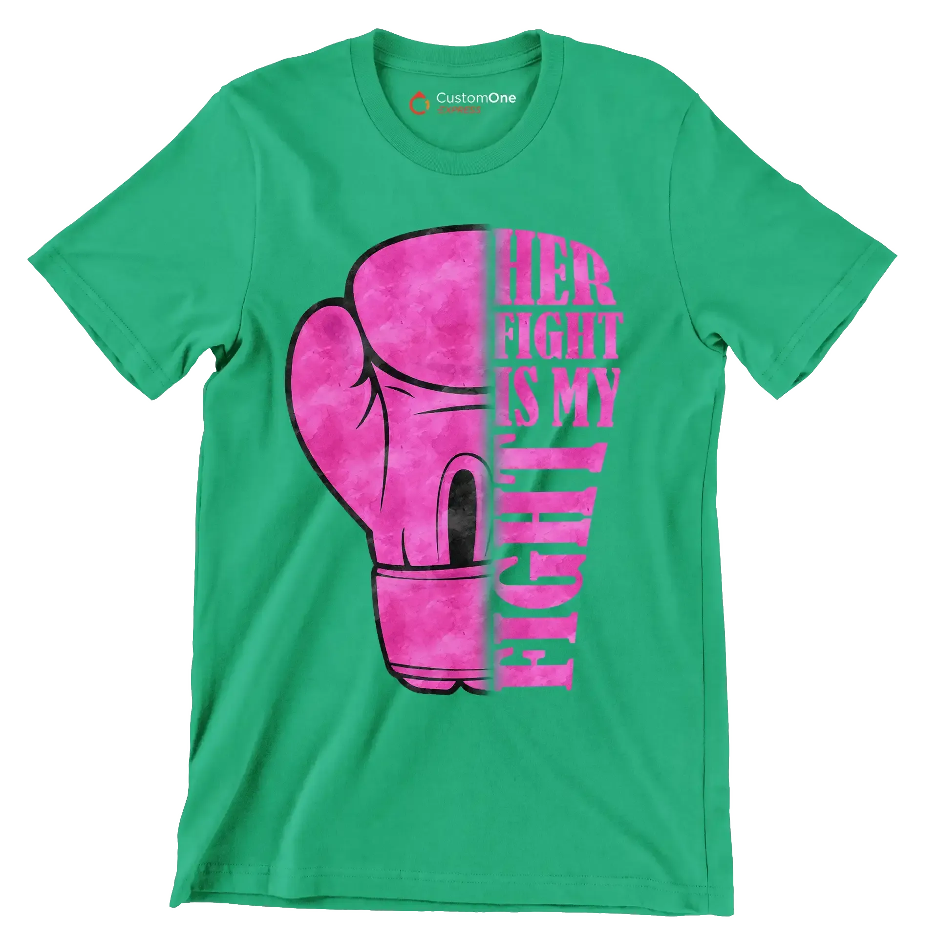 Her Fight Is My Fight - Breast Cancer Awareness T-Shirt-Green-S-Custom One Express