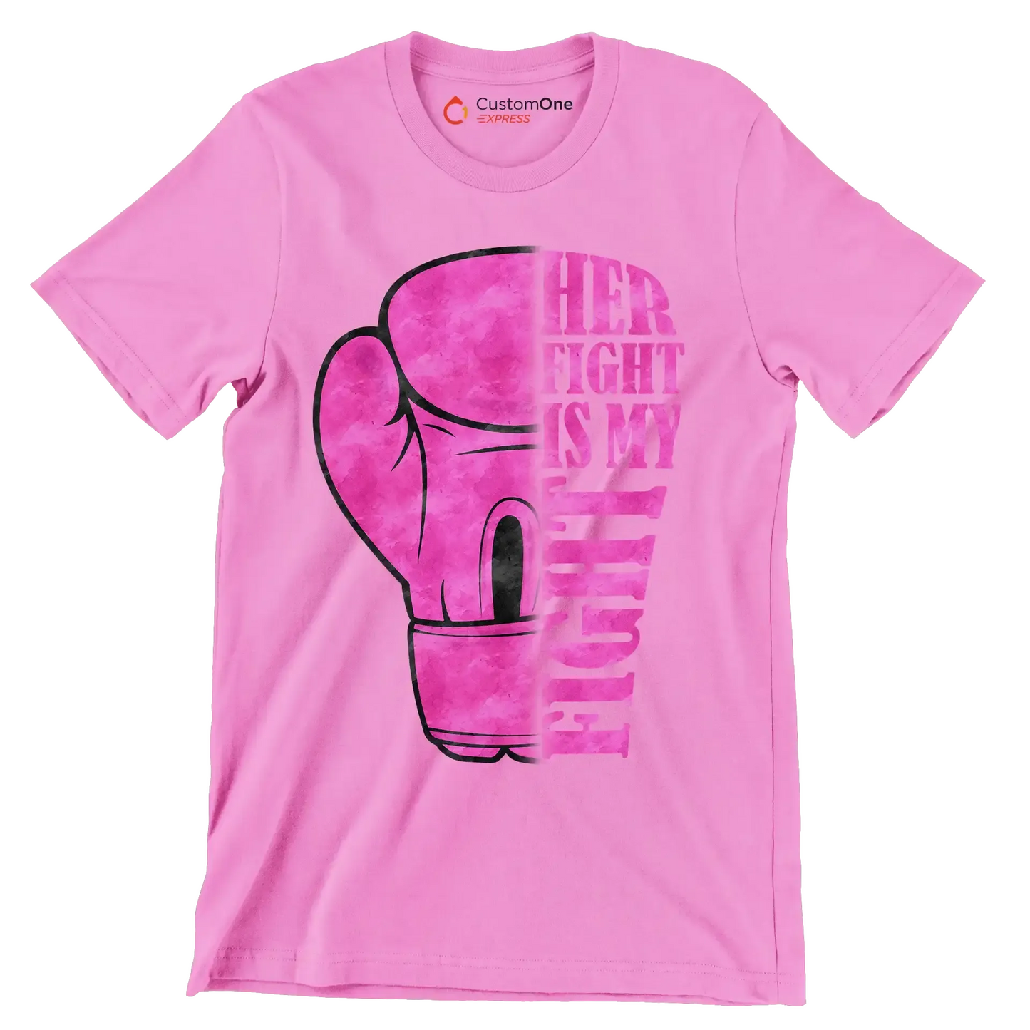 Her Fight Is My Fight - Breast Cancer Awareness T-Shirt-Pink-S-Custom One Express