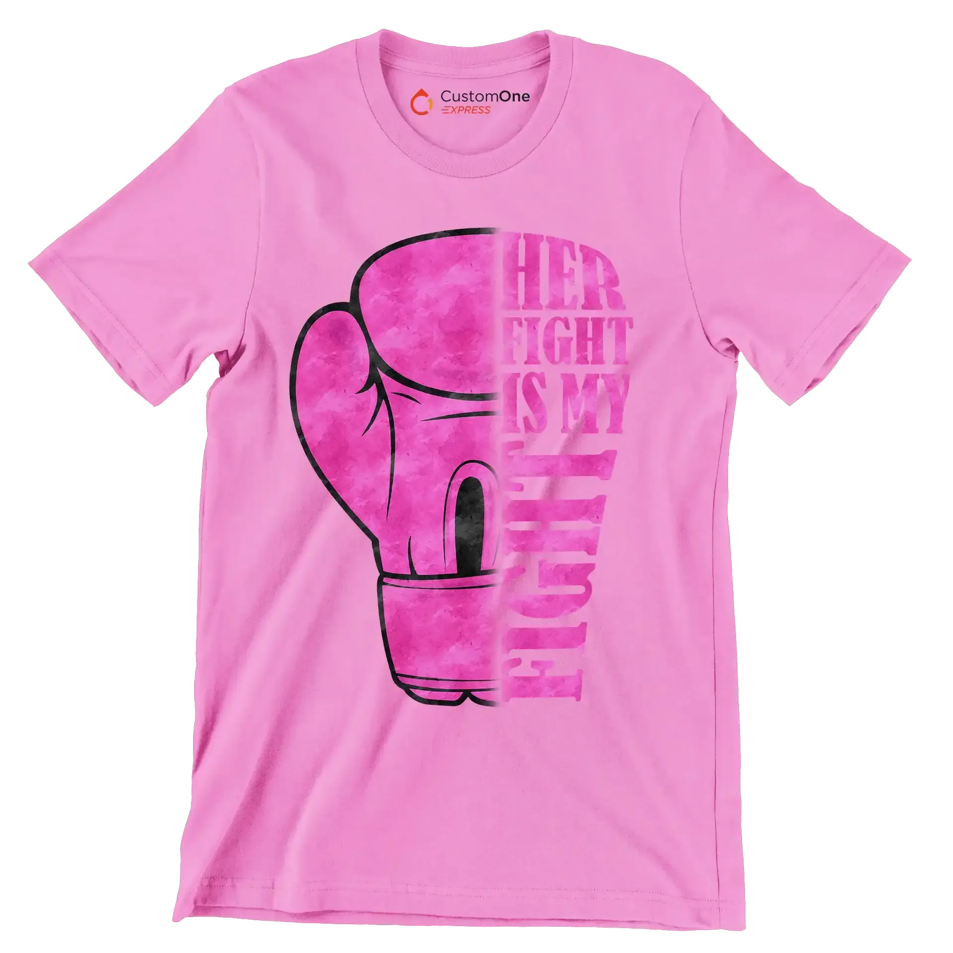 Her Fight Is My Fight - Breast Cancer Awareness T-Shirt-Pink-S-Custom One Express