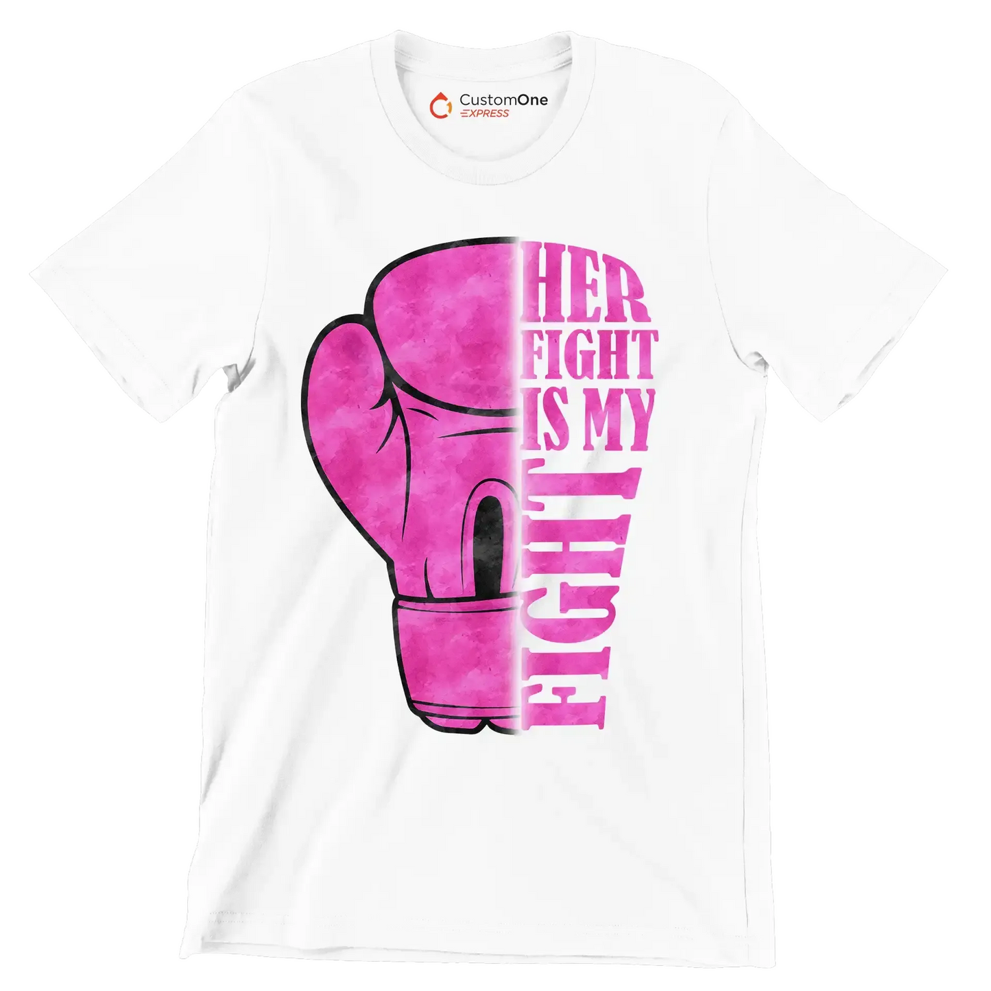 Her Fight Is My Fight - Breast Cancer Awareness T-Shirt-White-S-Custom One Express