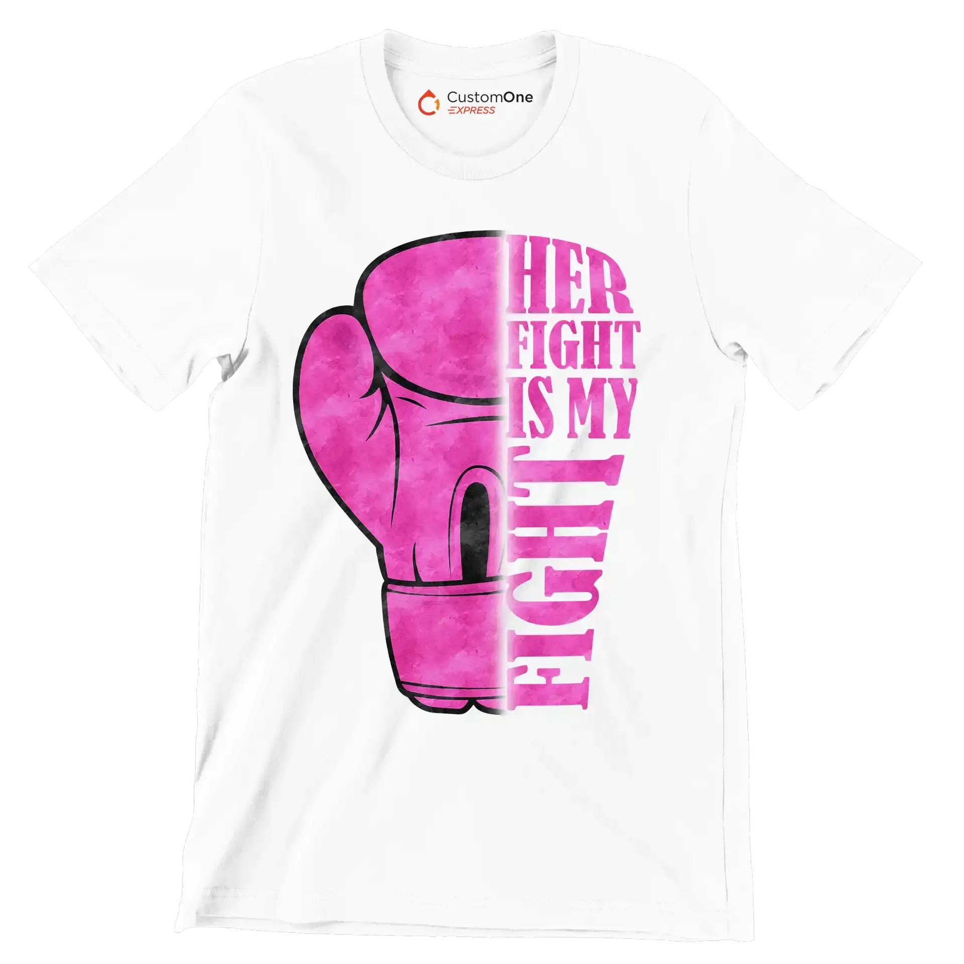 Her Fight Is My Fight - Breast Cancer Awareness T-Shirt-White-S-Custom One Express
