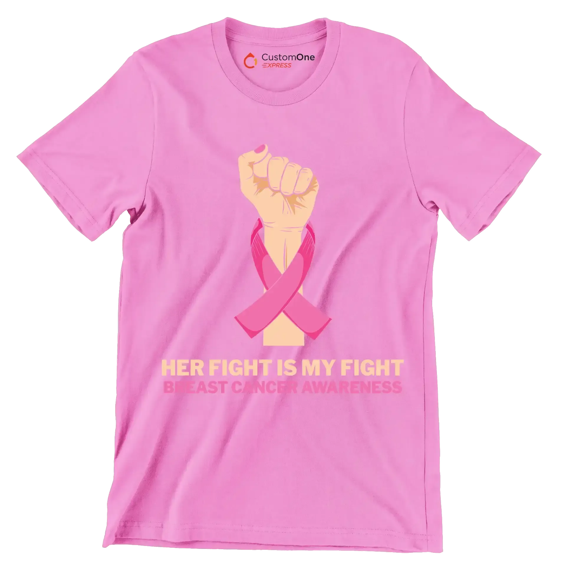 Her fight is my fight Breast Cancer Awareness - Breast Cancer Awareness T-Shirt-Pink-S-Custom One Express