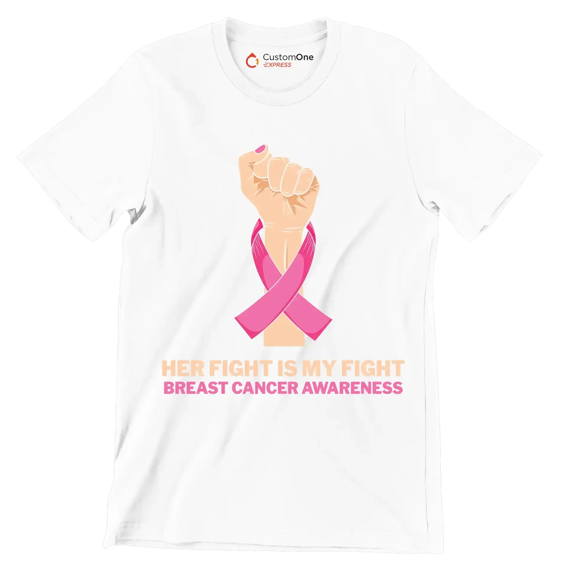 Her fight is my fight Breast Cancer Awareness - Breast Cancer Awareness T-Shirt-White-S-Custom One Express