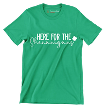 Here for the Shenanigans - St. Patrick's Day T-Shirt-Green-S-Custom One Express