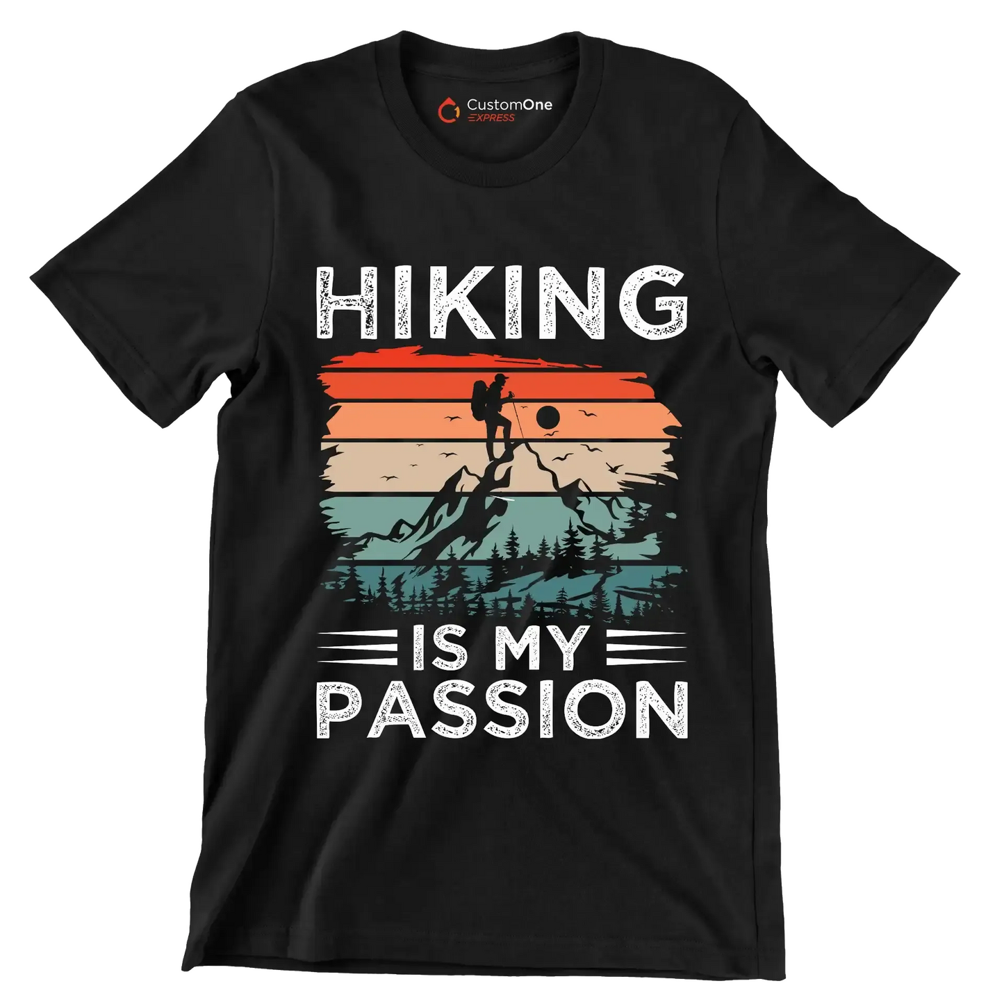 Hiking is my passion - Hiking Themed T-Shirt-Black-S-Custom One Express