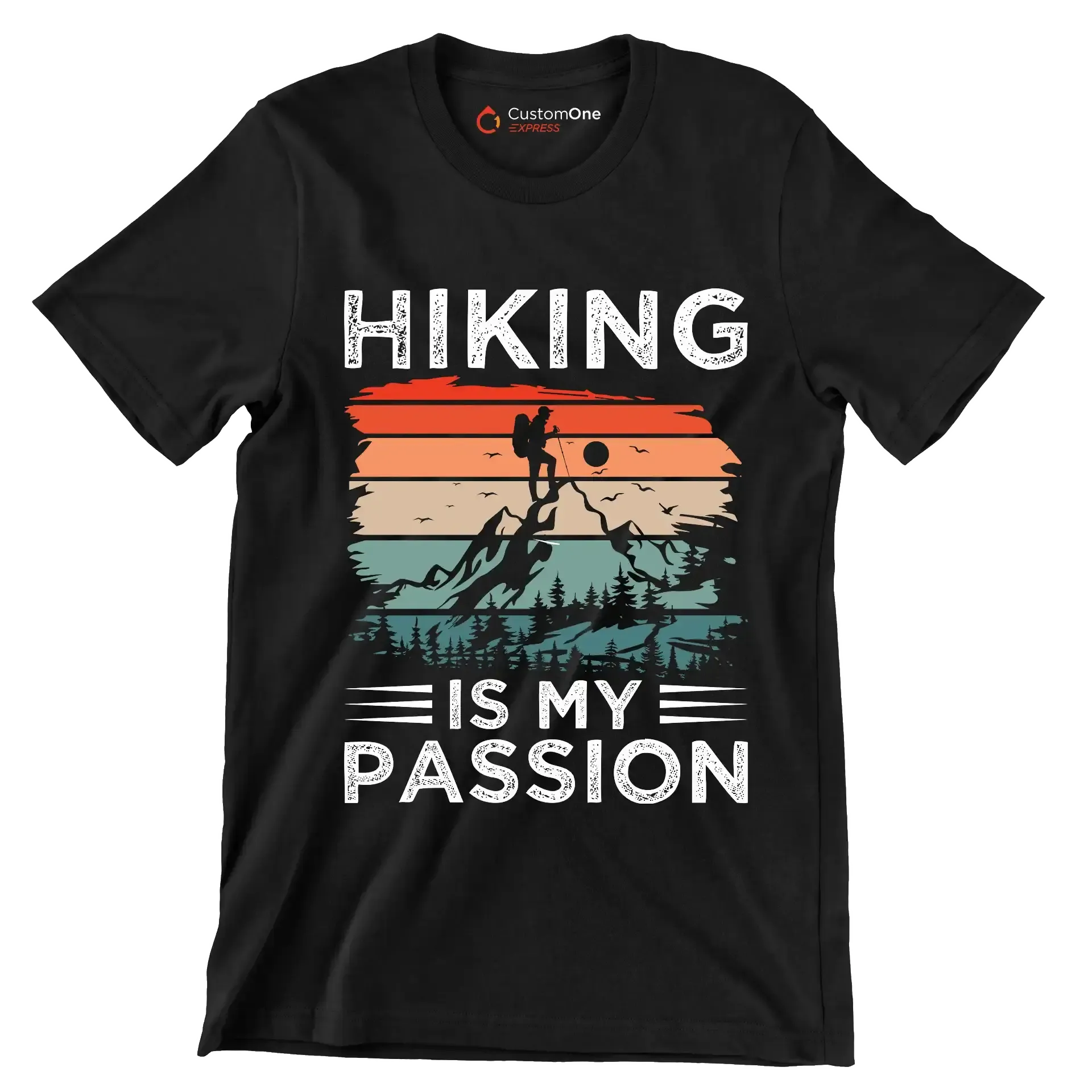 Hiking is my passion - Hiking Themed T-Shirt-Black-S-Custom One Express
