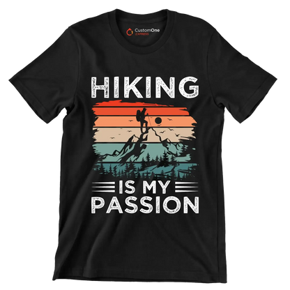 Hiking is my passion - Hiking Themed T-Shirt-Black-S-Custom One Express