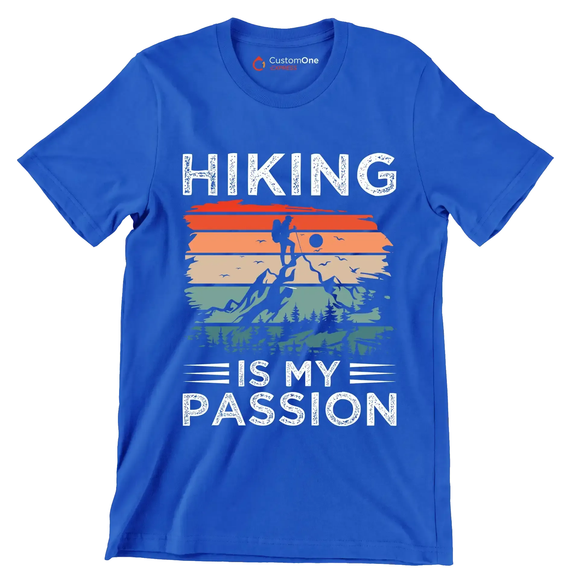 Hiking is my passion - Hiking Themed T-Shirt-Blue-S-Custom One Express