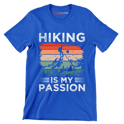 Hiking is my passion - Hiking Themed T-Shirt-Blue-S-Custom One Express