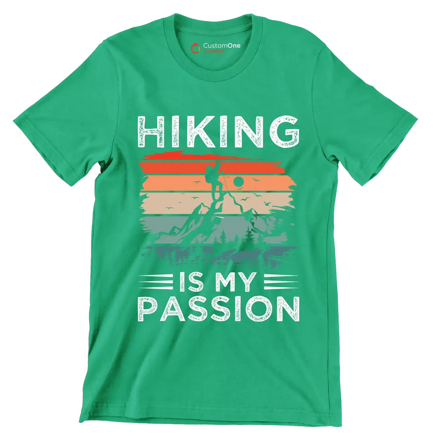 Hiking is my passion - Hiking Themed T-Shirt-Green-S-Custom One Express
