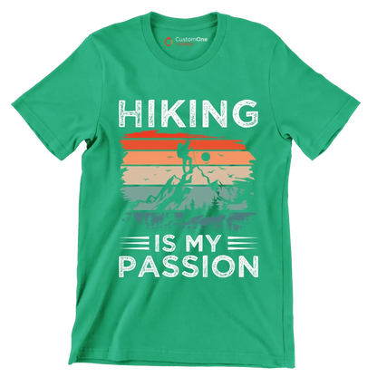 Hiking is my passion - Hiking Themed T-Shirt-Green-S-Custom One Express