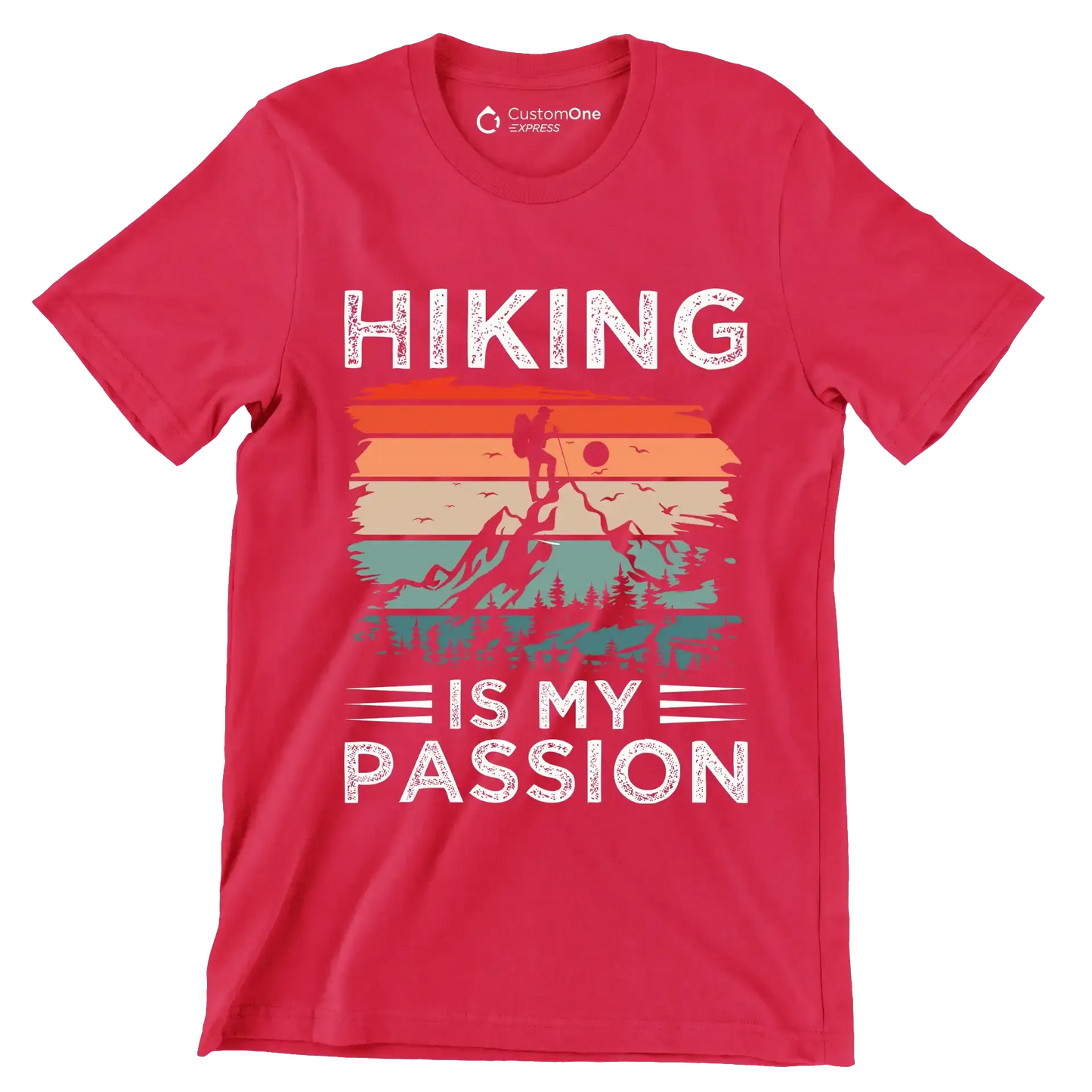 Hiking is my passion - Hiking Themed T-Shirt-Red-S-Custom One Express