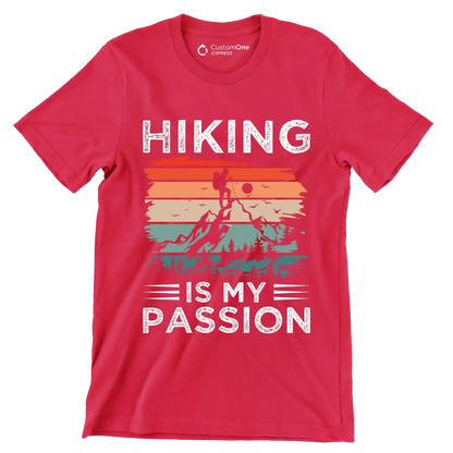 Hiking is my passion - Hiking Themed T-Shirt-Red-S-Custom One Express