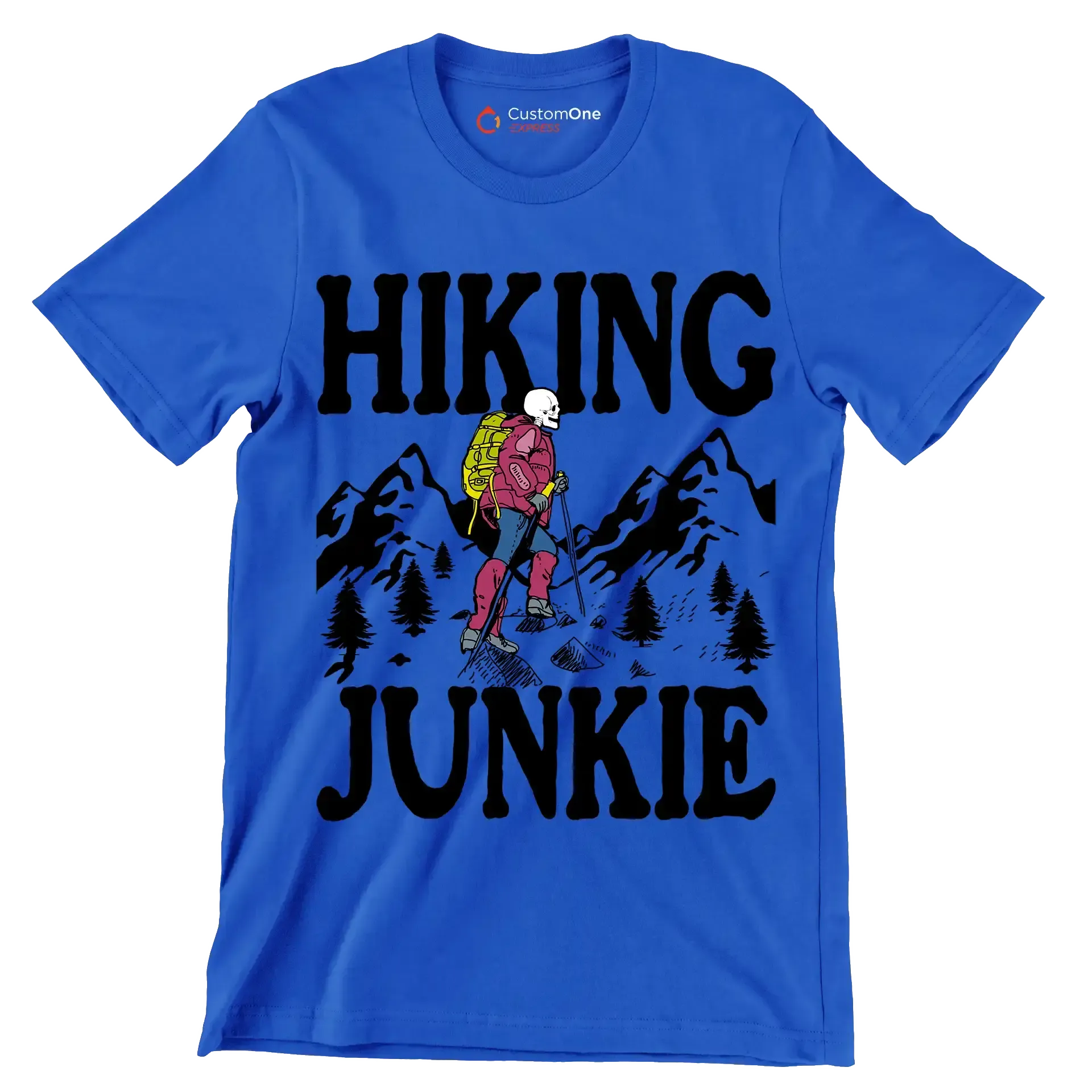 Hiking junkie - Hiking Themed T-Shirt-Blue-S-Custom One Express