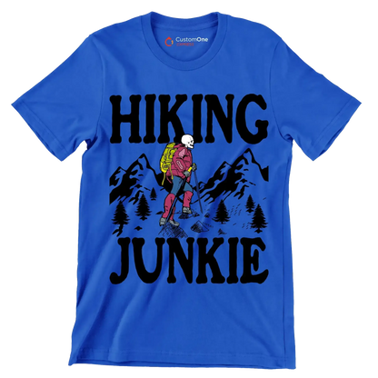 Hiking junkie - Hiking Themed T-Shirt-Blue-S-Custom One Express