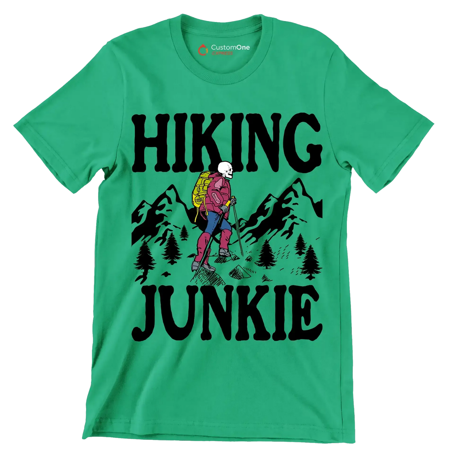 Hiking junkie - Hiking Themed T-Shirt-Green-S-Custom One Express