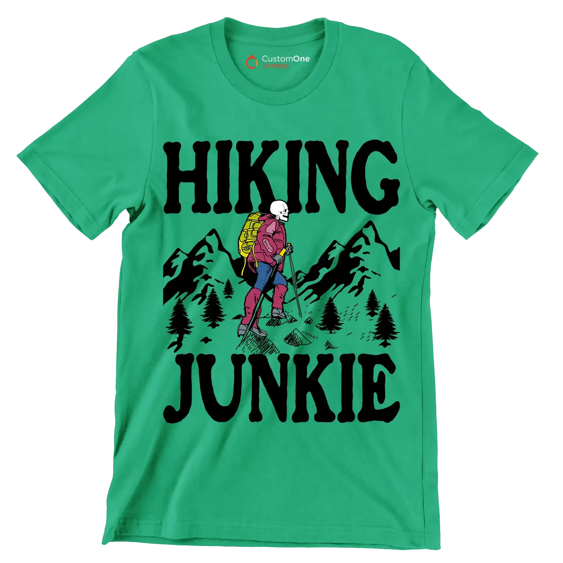 Hiking junkie - Hiking Themed T-Shirt-Green-S-Custom One Express
