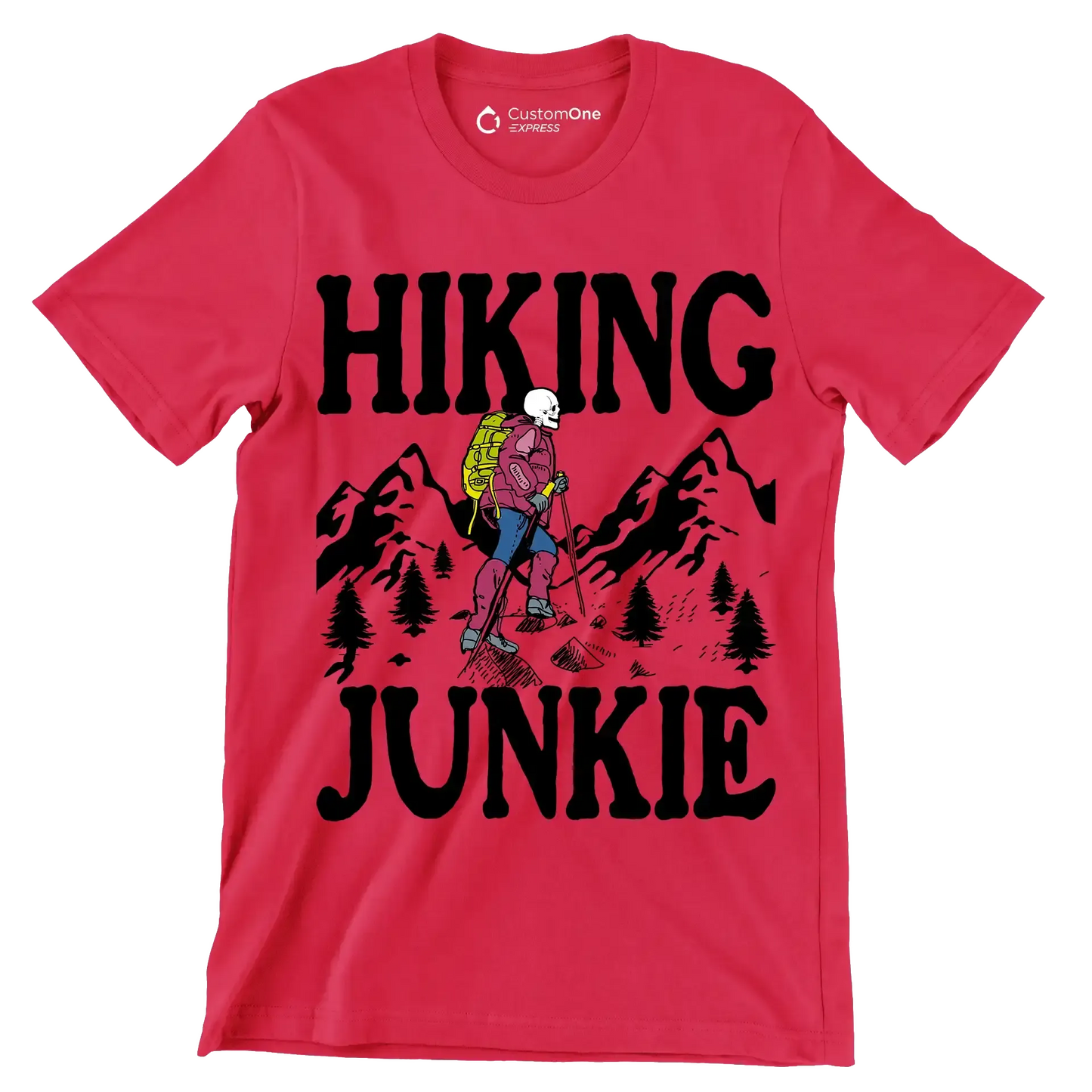Hiking junkie - Hiking Themed T-Shirt-Red-S-Custom One Express