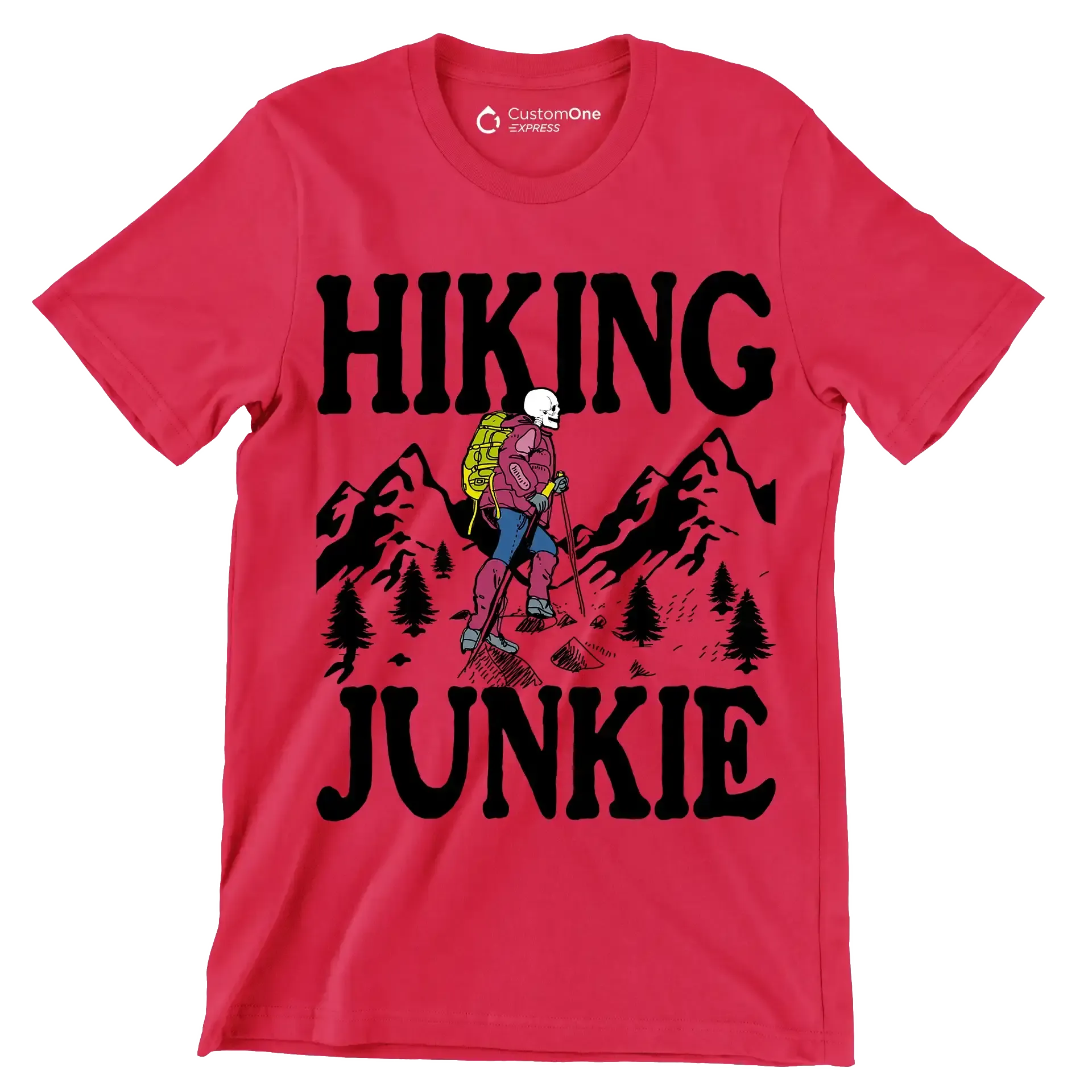Hiking junkie - Hiking Themed T-Shirt-Red-S-Custom One Express