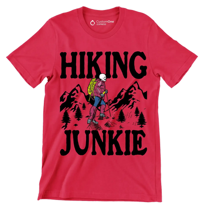 Hiking junkie - Hiking Themed T-Shirt-Red-S-Custom One Express