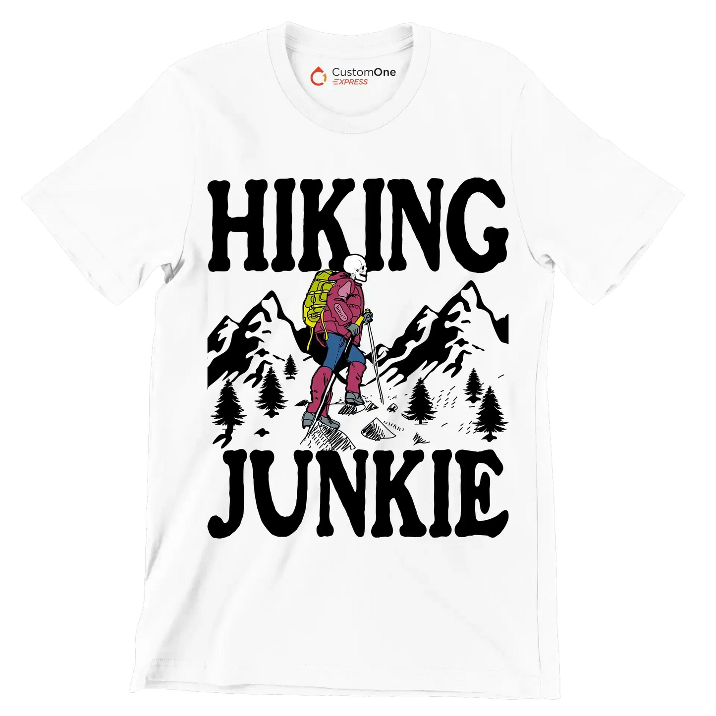 Hiking junkie - Hiking Themed T-Shirt-White-S-Custom One Express
