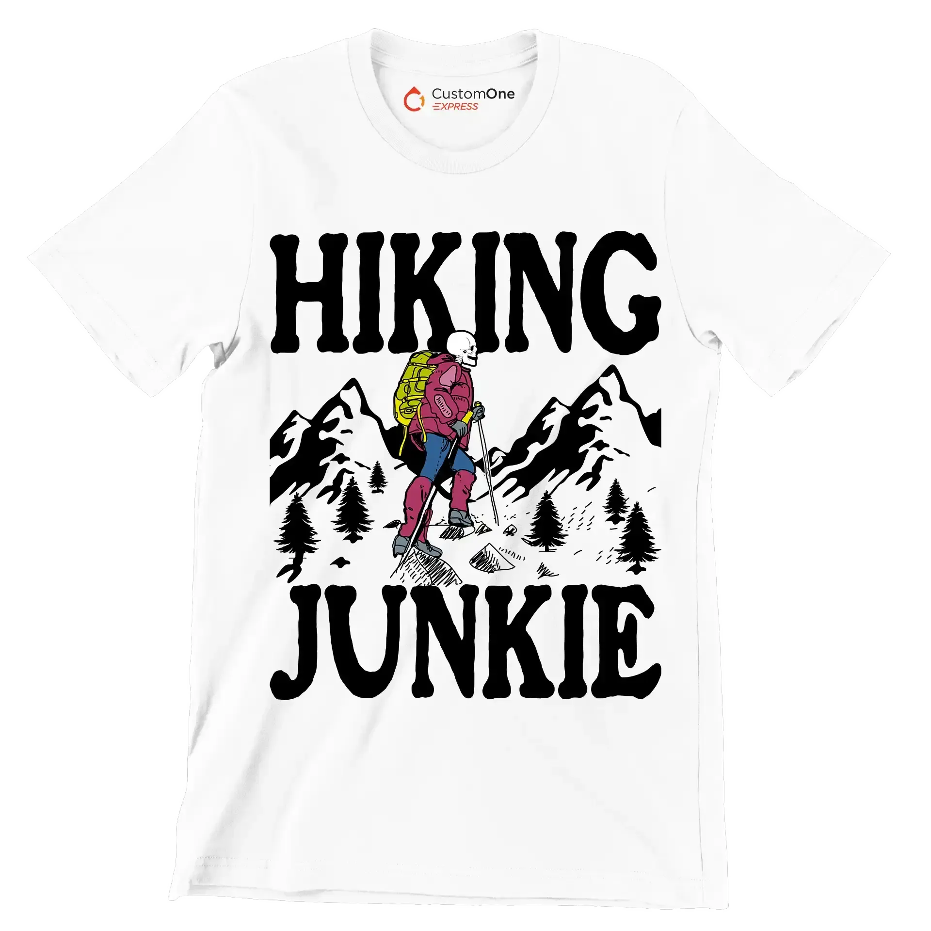 Hiking junkie - Hiking Themed T-Shirt-White-S-Custom One Express