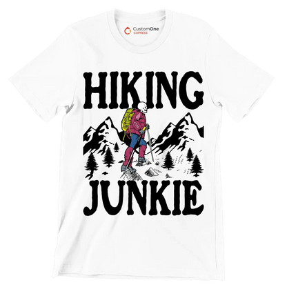 Hiking junkie - Hiking Themed T-Shirt-White-S-Custom One Express