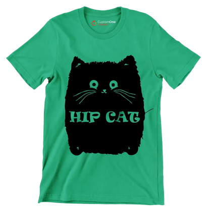 Hip cat - Cat Themed T-Shirt-Green-S-Custom One Express