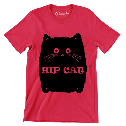 Hip cat - Cat Themed T-Shirt-Red-S-Custom One Express