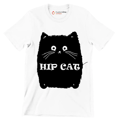 Hip cat - Cat Themed T-Shirt-White-S-Custom One Express