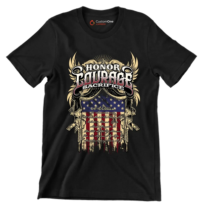 Honor Courage Sacrifice - Veterans Themed T-Shirt-Black-S-Custom One Express