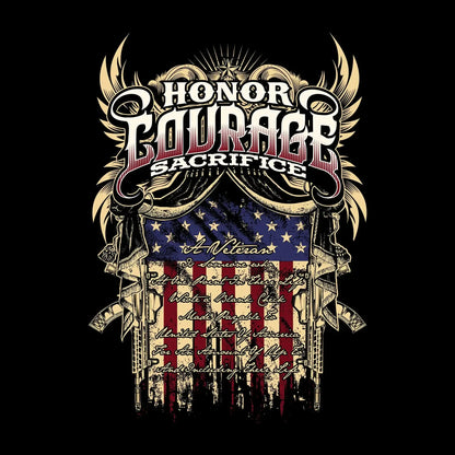 Honor Courage Sacrifice - Veterans Themed T-Shirt-Black-S-Custom One Express
