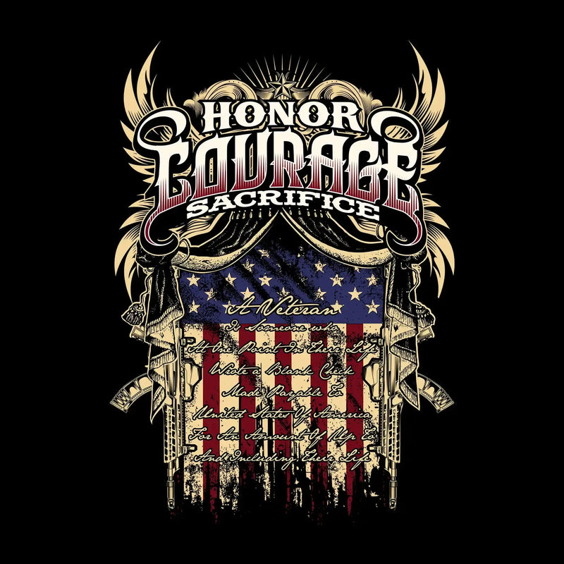 Honor Courage Sacrifice - Veterans Themed T-Shirt-Black-S-Custom One Express