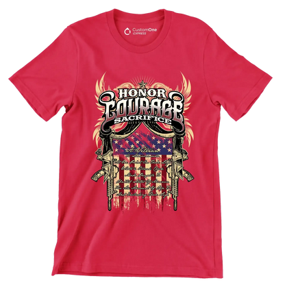 Honor Courage Sacrifice - Veterans Themed T-Shirt-Red-S-Custom One Express