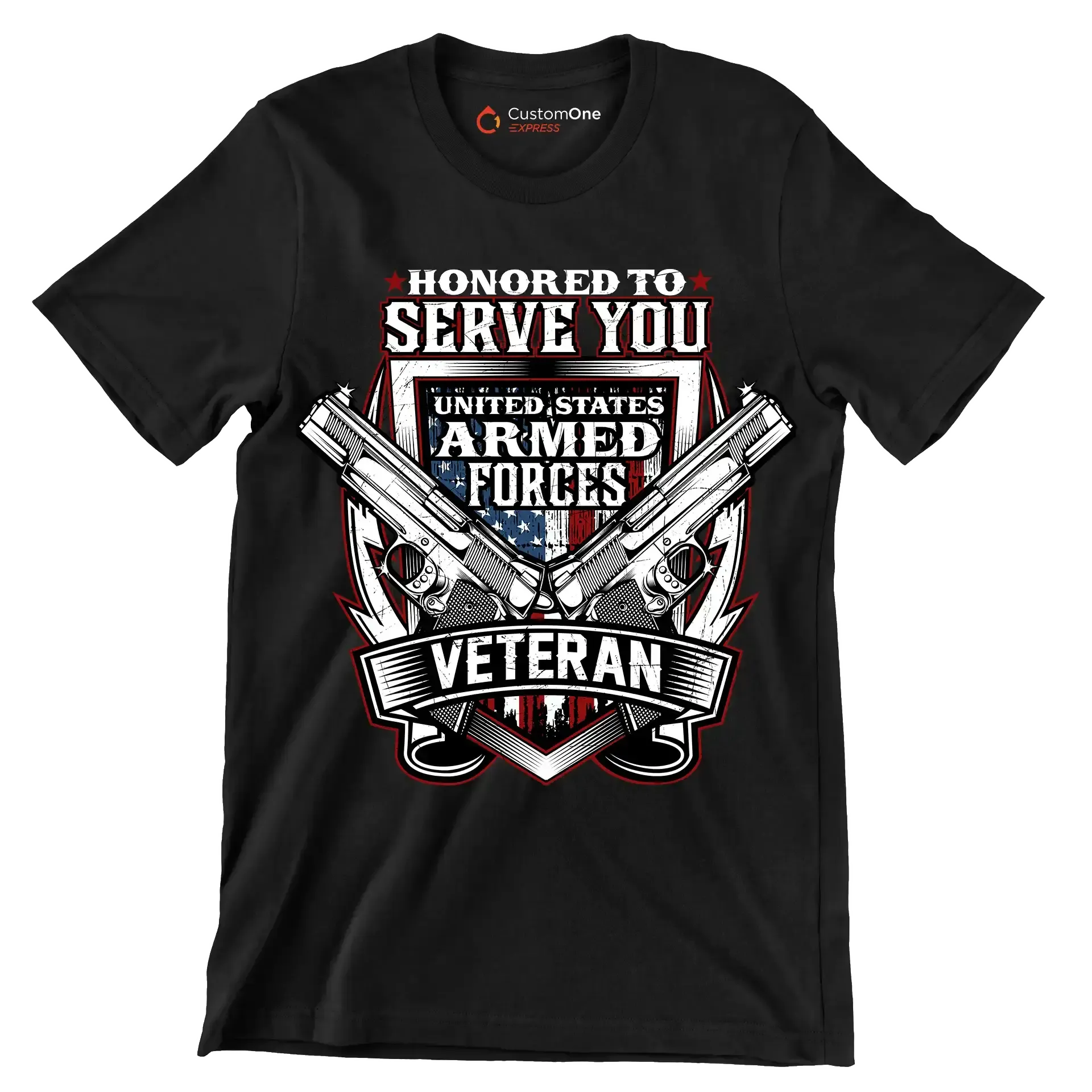 Honored to serve you united states armed forces veteran - Veterans Themed T-Shirt-Black-S-Custom One Express